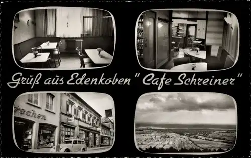 Ak Edenkoben an der Haardt Pfalz, Panorama, Cafe Schreiner, Tanzstraße 16