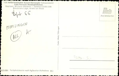 Ak Bad Herrenalb im Schwarzwald, Café Pension Waldschlößchen