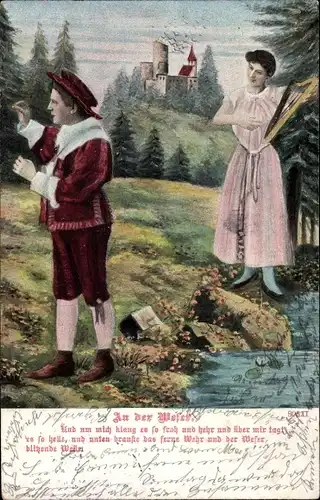 Ak An der Weser, Harfe, Und um mich klang es so froh und hehr