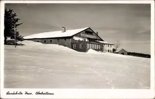 Ak Oberbreitenau Bischofsmais Niederbayern, Landshuter Haus, Winter