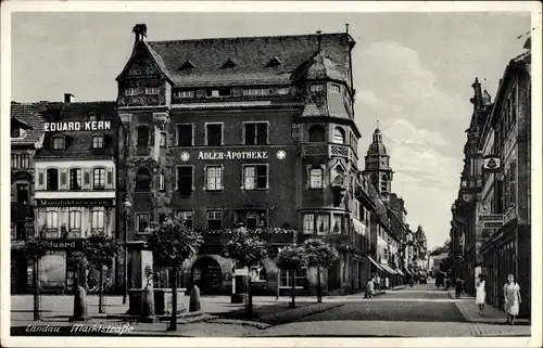 Ak Landau in der Pfalz, Marktstraße, Adler Apotheke, Eduard Kern