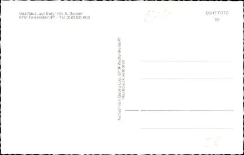 Ak Falkenstein in der Oberpfalz, Gasthof zur Burg, Ruine