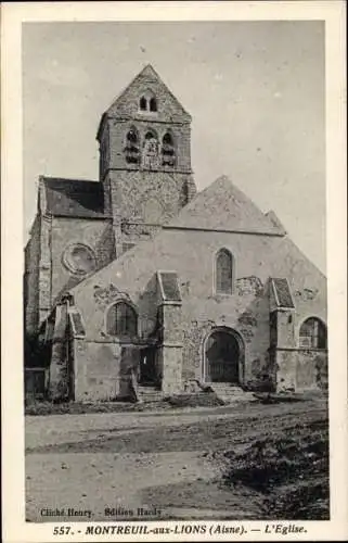 Ak Montreuil aux Lions Aisne, L'Eglise, Kirche