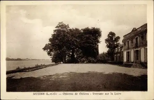 Ak Muides Loir et Cher, Chateau de Colliers, Terrasse sur la Loire