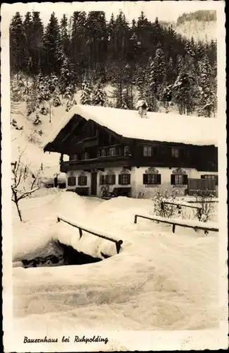 Ak Ruhpolding in Oberbayern, Bauernhaus, Winter