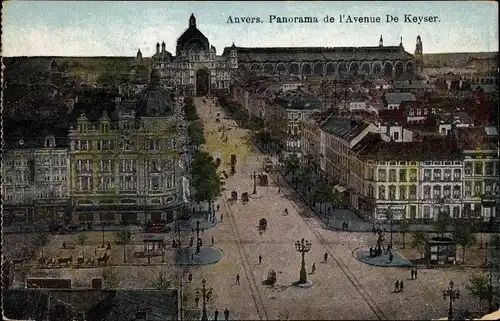 Ak Anvers Antwerpen Flandern, Panorama de l'Avenue De Keyser