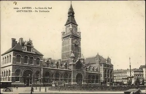 Ak Anvers Antwerpen Flandern, La Gare du Sud