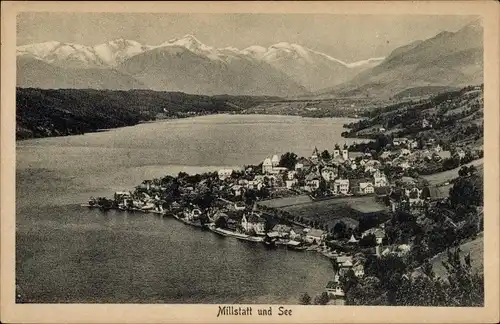 Ak Millstatt am See Kärnten, Gesamtansicht, Vogelschau