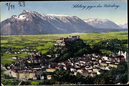 Ak Salzburg in Österreich, Gesamtansicht, Untersberg