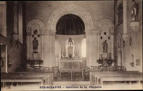 Ak Sainte Suzanne Eure, Interieur de la Chapelle