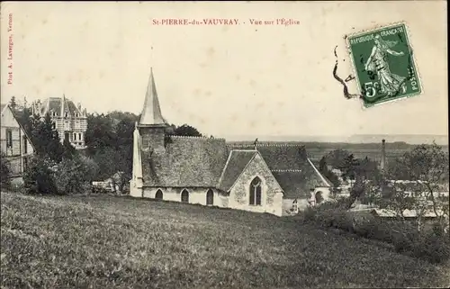 Ak Saint Pierre du Vauvray Eure, Vue sur l'Eglise