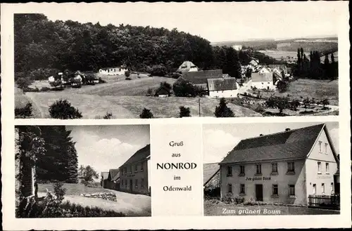 Ak Nonrod Fischbachtal im Odenwald Hessen, Gesamtansicht, Gasthaus Zum grünen Baum