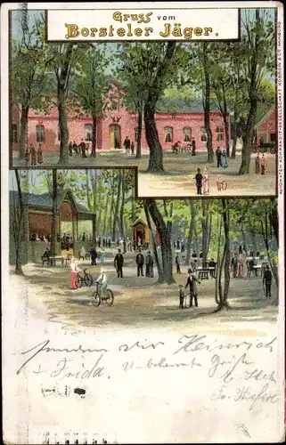 Litho Hamburg Groß Borstel, Gasthaus Borsteler Jäger
