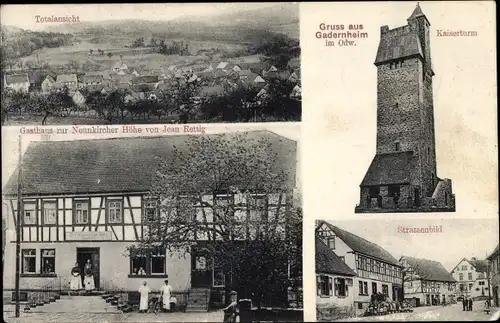 Ak Gadernheim Lautertal im Odenwald, Kaiserturm, Gasthaus Neunkircher Höhe, Blick auf den Ort