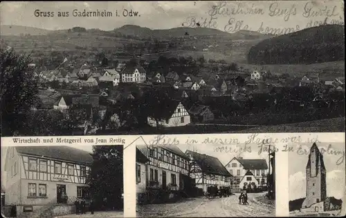 Ak Gadernheim Lautertal im Odenwald, Kaiserturm, Wirtschaft, Blick auf den Ort