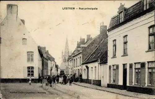 Ak Lestrem Pas de Calais, Rue principale