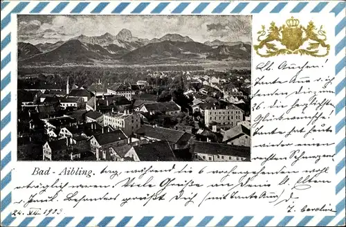 Wappen Ak Bad Aibling in Oberbayern, Blick auf den Ort