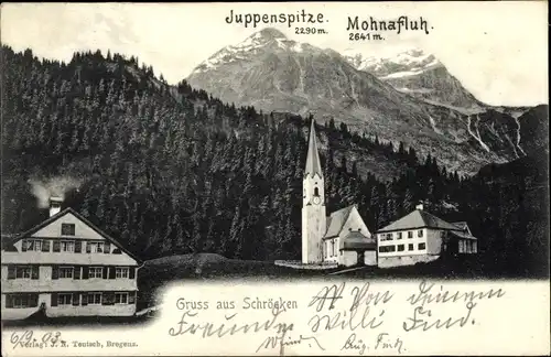 Ak Schröcken Vorarlberg, Kirche, Juppenspitze, Mohnafluh