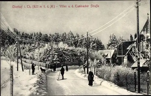Ak Oberhof im Thüringer Wald, Villen an der Tambacher Straße, Winter