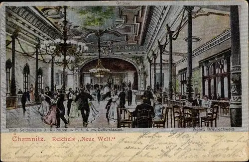 Ak Chemnitz in Sachsen, Reichels Neue Welt, Seidenimitat