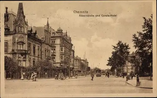 Ak Chemnitz in Sachsen, Albertstraße, Carola-Hotel