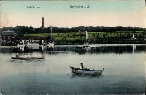 Ak Burgstädt in Sachsen, Wettinhain, Ruderboote