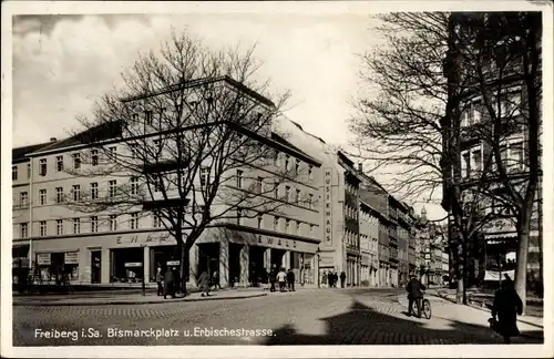 Ak Freiberg in Sachsen, Bismarckplatz, Erbischestraße