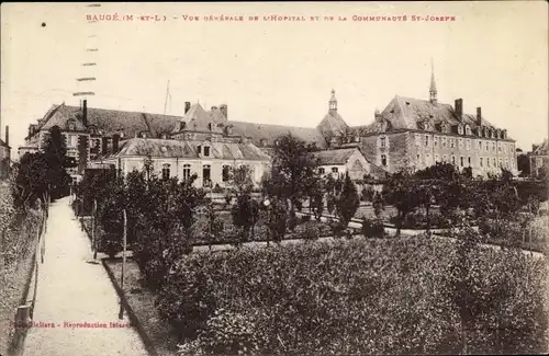 Ak Baugé Maine et Loire, Vue générale de l´Hopital, Communauté St. Joseph