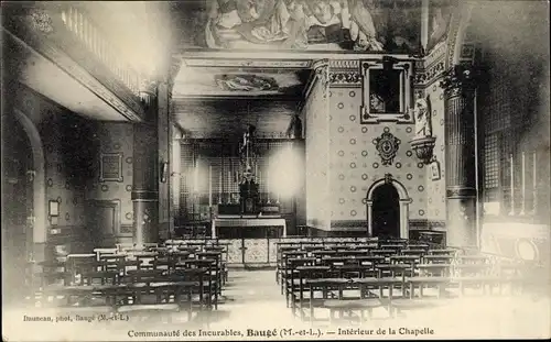 Ak Baugé Maine et Loire, Communauté des Incurables, Intérieur, Chapelle