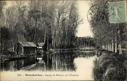 Ak Malesherbes Loir et Cher, Garage de Bateaux sur l´Essonne