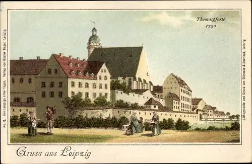 Litho Leipzig, Thomaspforte um 1790