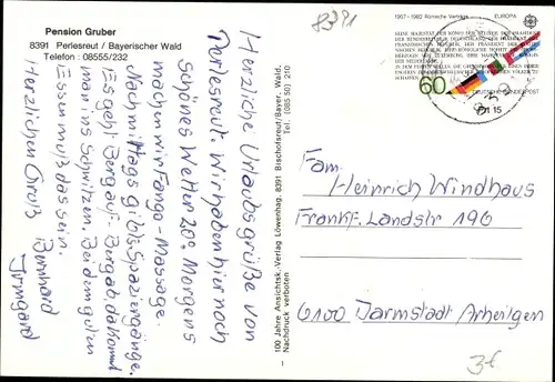 Ak Perlesreut Niederbayern, Gesamtansicht, Pension Gruber