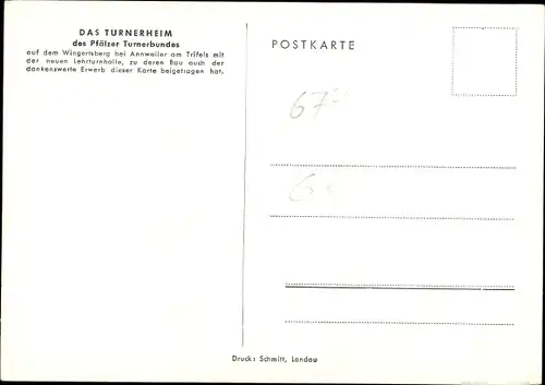 Ak Annweiler am Trifels Pfalz, Turnerheim, Wingertsberg