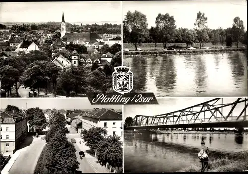 Ak Plattling in Niederbayern, Ort, Panorama, Brücke