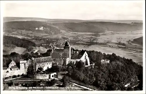 Ak Neustadt Breuberg im Odenwald, Burg Breuberg, Fliegeraufnahme