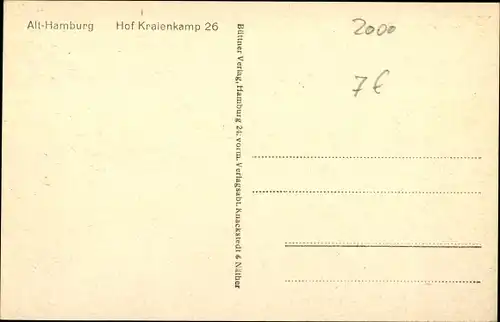 Ak Hamburg Mitte Altstadt, Hof, Kraienkamp 26