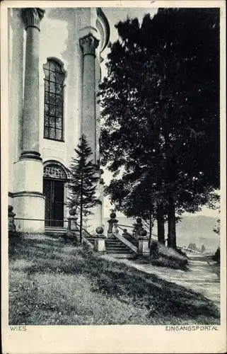 Ak Wies Steingaden in Oberbayern, Wallfahrtskirche, Eingangsportal