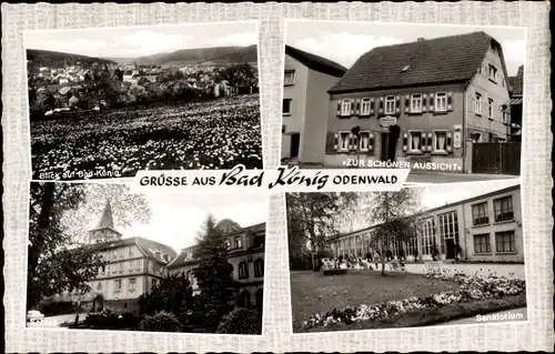 Ak Bad König im Odenwald Hessen, Sanatorium, Gasthaus Zur schönen Aussicht, Panorama