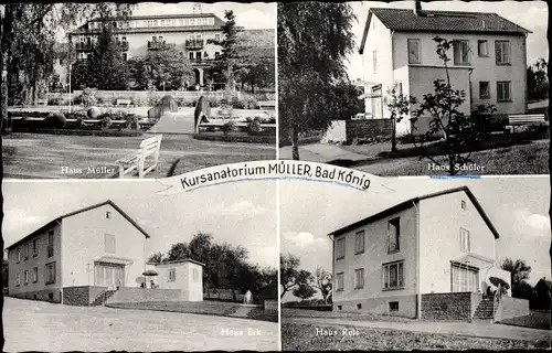 Ak Bad König im Odenwald Hessen, Kursanatorium, Haus Müller, Haus Erk, Haus Schüler, Haus Reis