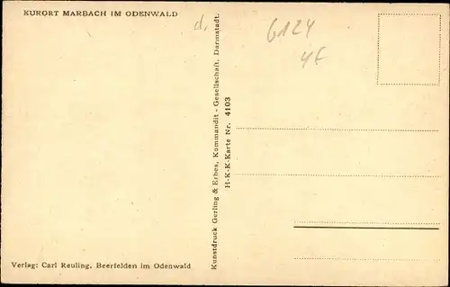 Künstler Ak Marbach Erbach im Odenwald Hessen, Ortspartie