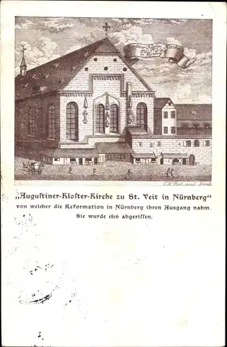 Künstler Ak Nürnberg, Augustiner Kloster Kirche St. Veit