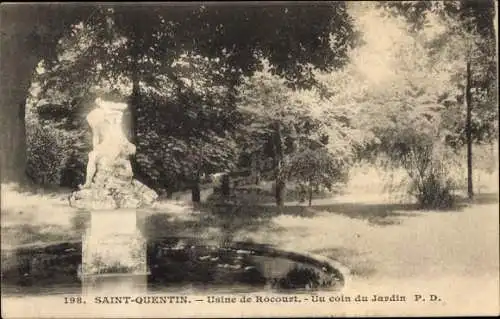 Ak Saint Quentin Aisne, Usine de Rocourt, Un coin du Jardin