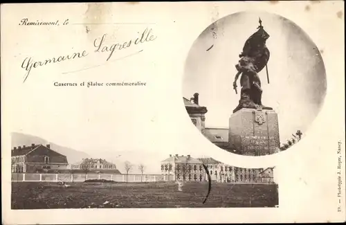 Ak Remiremont Lothringen Vosges, Casernes, Statue commemorative