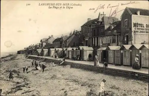 Ak Langrune sur Mer Calvados, La Plage, La Digue