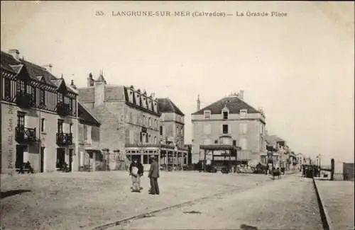 Ak Langrune sur Mer Calvados, La Grande Place