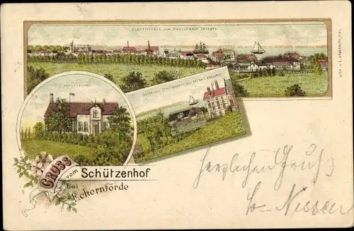 Litho Ostseebad Eckernförde, Schützenhof, Panorama