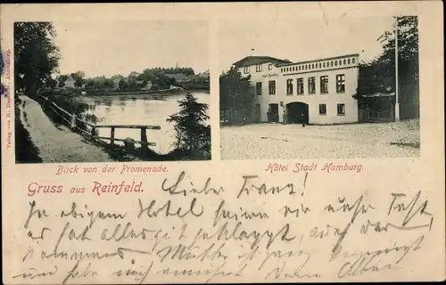 Ak Reinfeld in Holstein, Hotel Stadt Hamburg, Blick von der Promenade