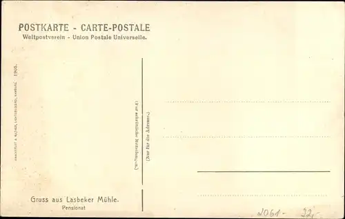 Ak Lasbek in Schleswig Holstein, Lasbeker Mühle, Pensionshaus