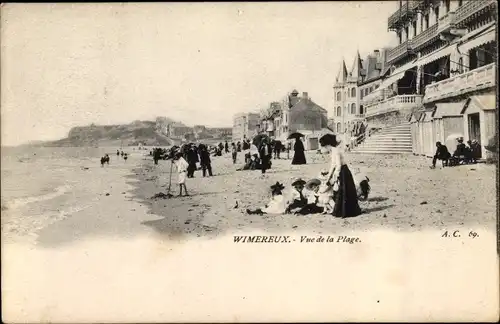 Ak Wimereux Pas de Calais, Vue de la Plage