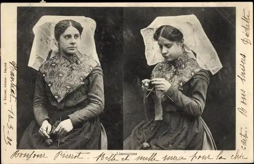 Ak Haute Vienne Frankreich, Limousines, Frauen in Tracht beim Stricken